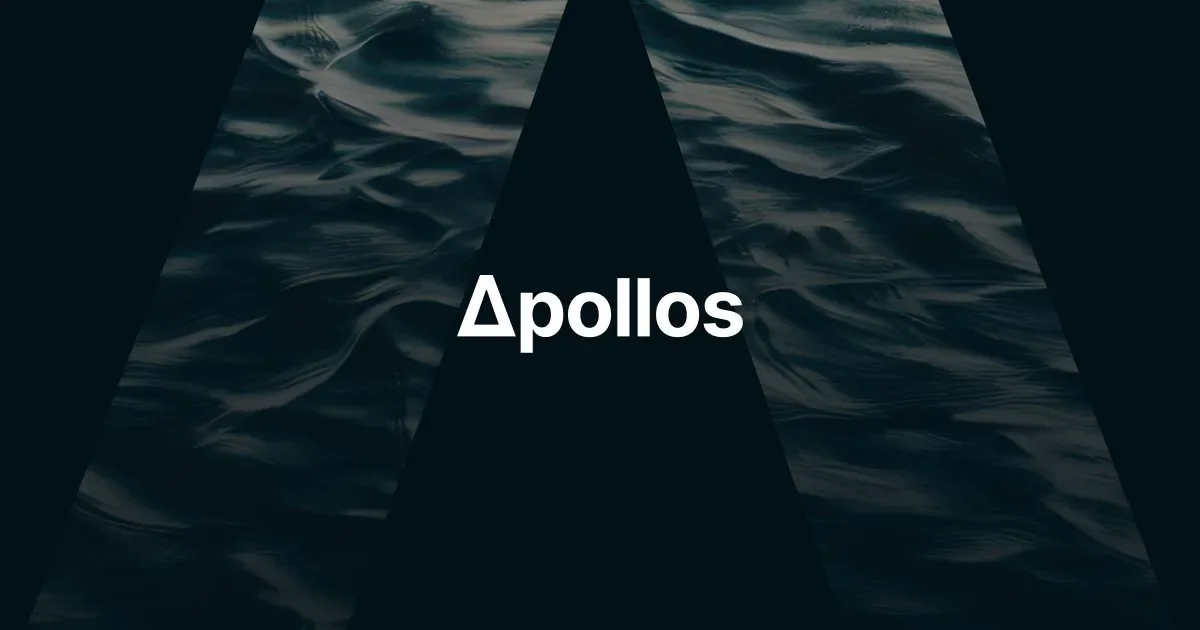 The Apollos wordmark in white on a dark, textured background
