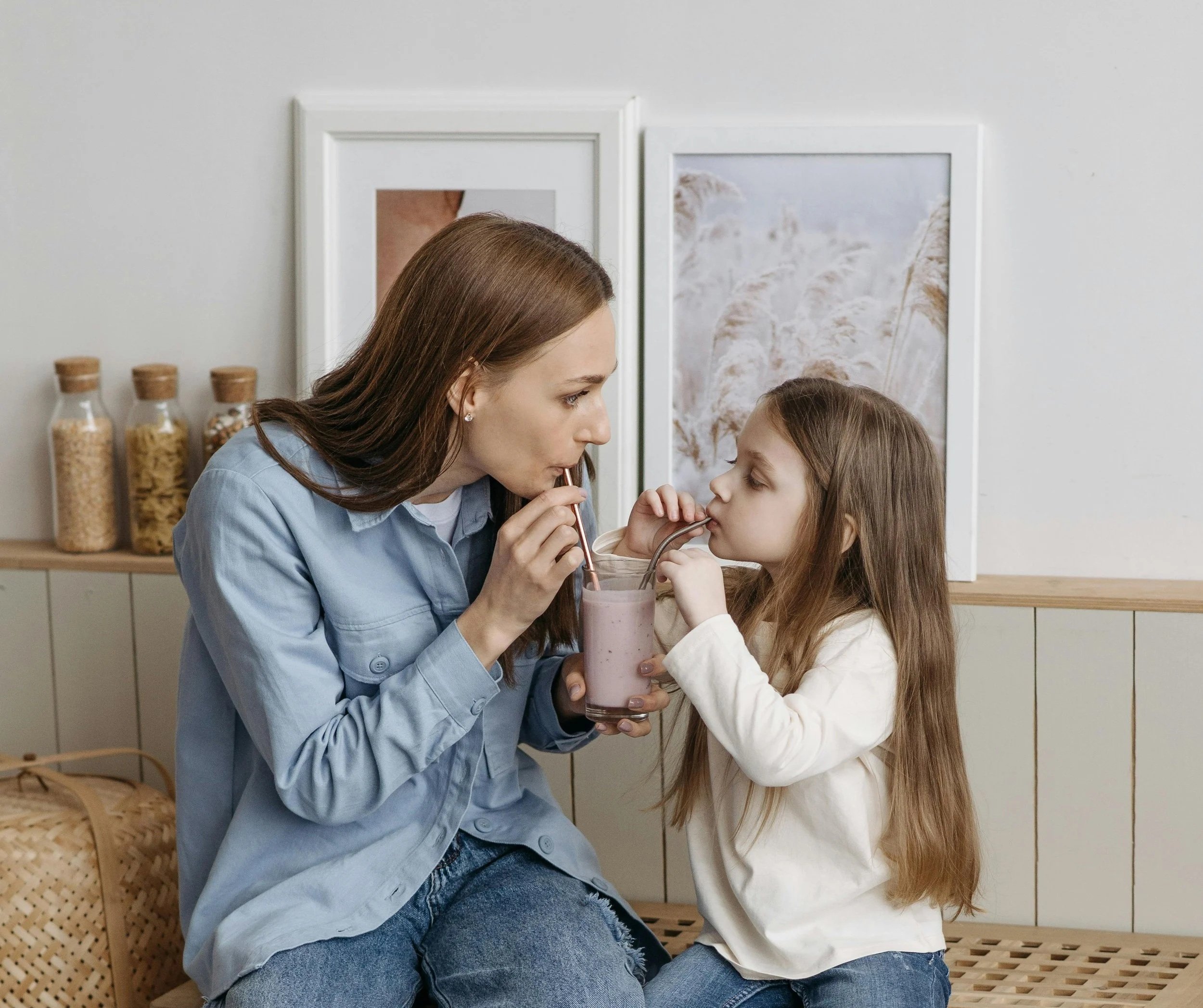 Mother and daughter in kitchen