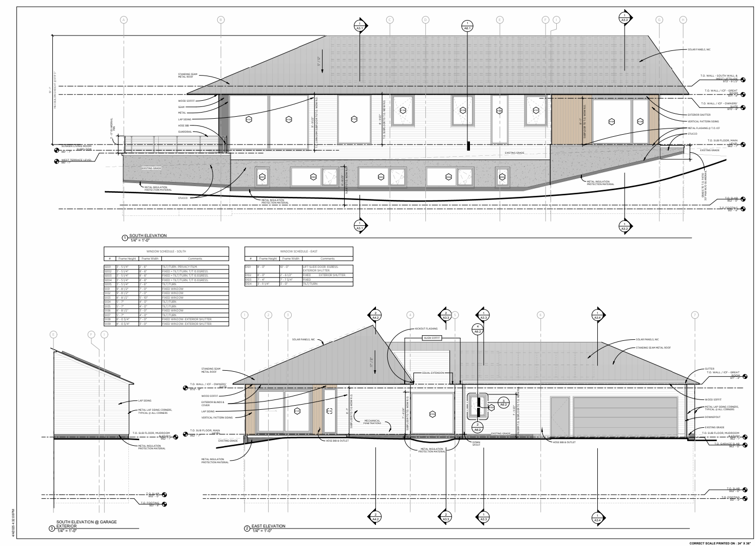 South & North Elevations