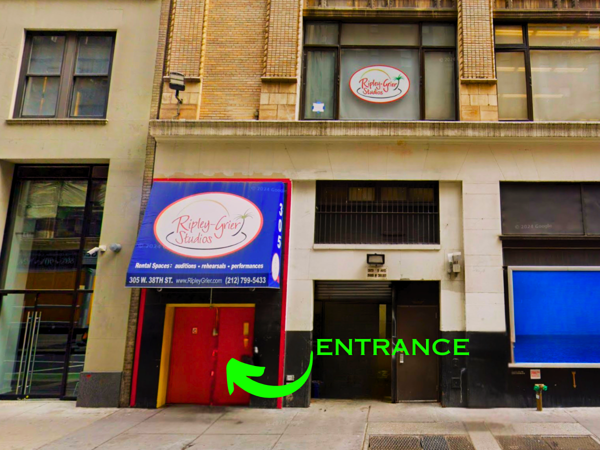 Entrance to Ripley-Grier Studios at 305 West 38th Street