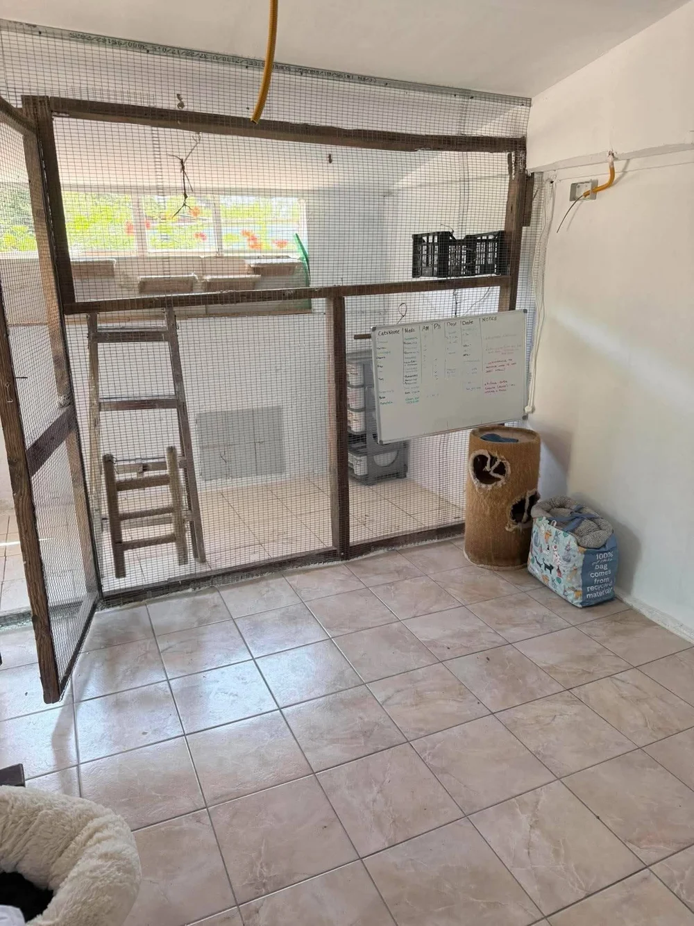 The new enclosure with fresh roof and safe indoor space