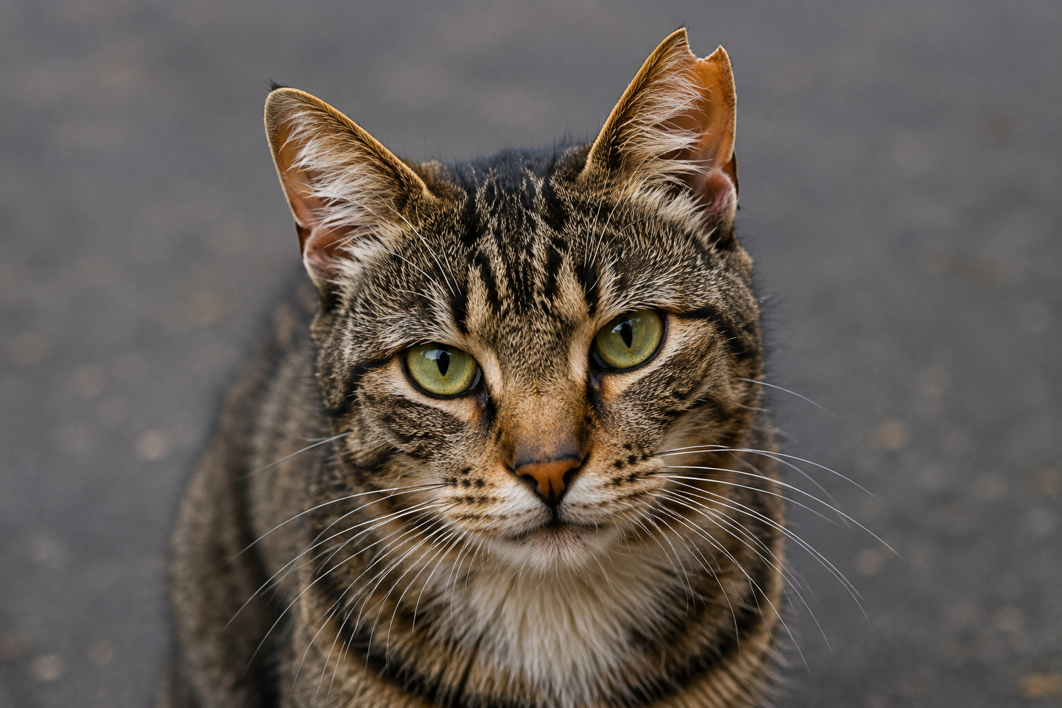 Neutered stray cat in Corfu with a clipped ear tip
