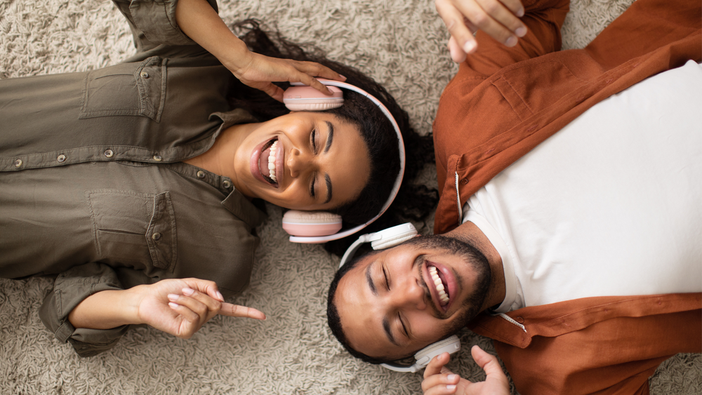 A couple listening together
