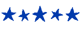 five blue pixel stars