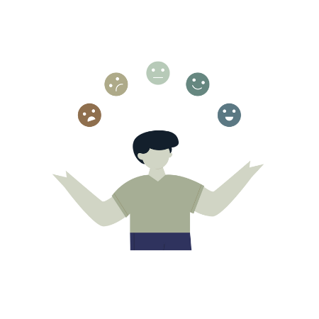 Person juggling emotions