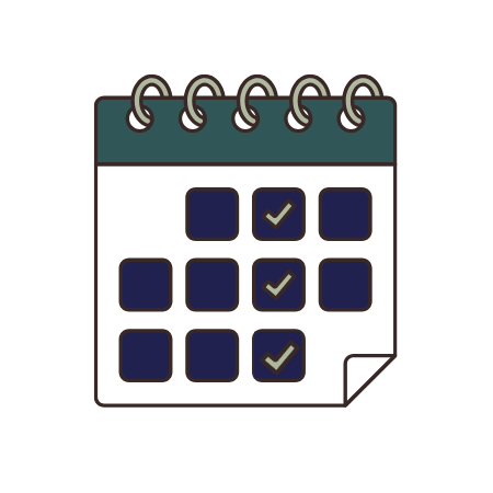 Calendar with checked session dates