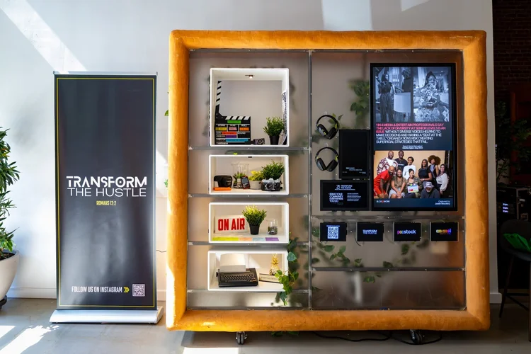 BLCK@WORK activation featuring a branded vending display