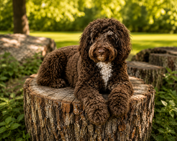 Reese, a tricolor Australian Labradoodle mom
