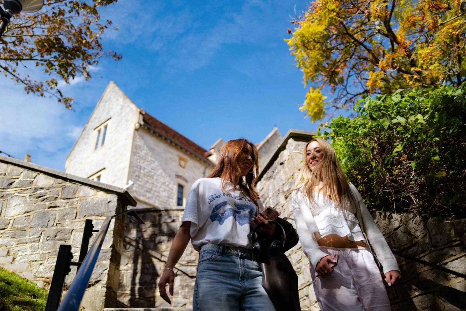 Students walking between accommodation and campus
