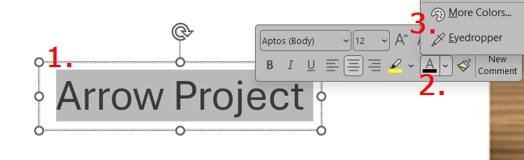 Eyedropper positioned near word to replace
