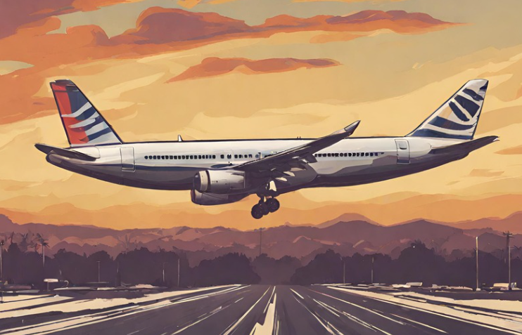 AI-generated airplane landing image with visible errors