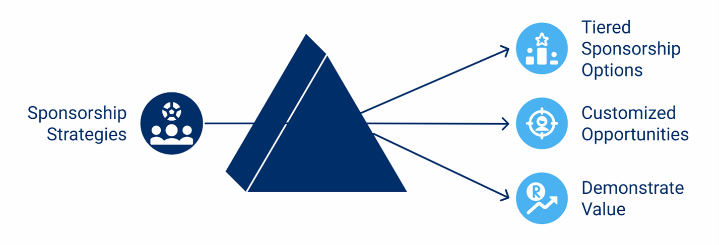 Blue diagram showing non-government conference sponsorship strategies