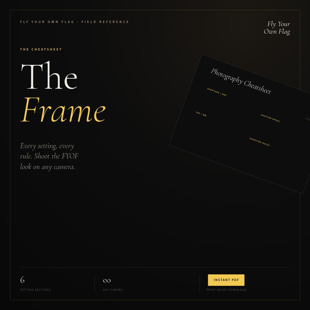 FYOF Photography Cheatsheet