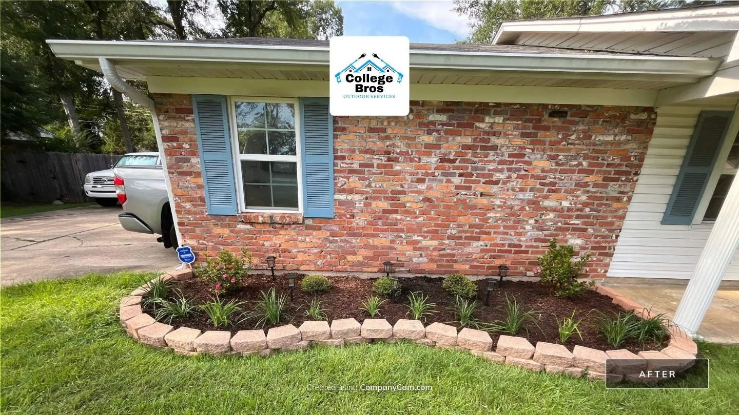 After fresh mulch, edged beds, trimmed hedges