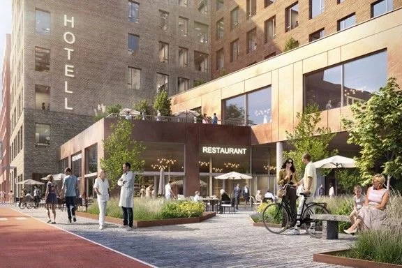 Illustrert bilde av Thons nye hotell i Drammen