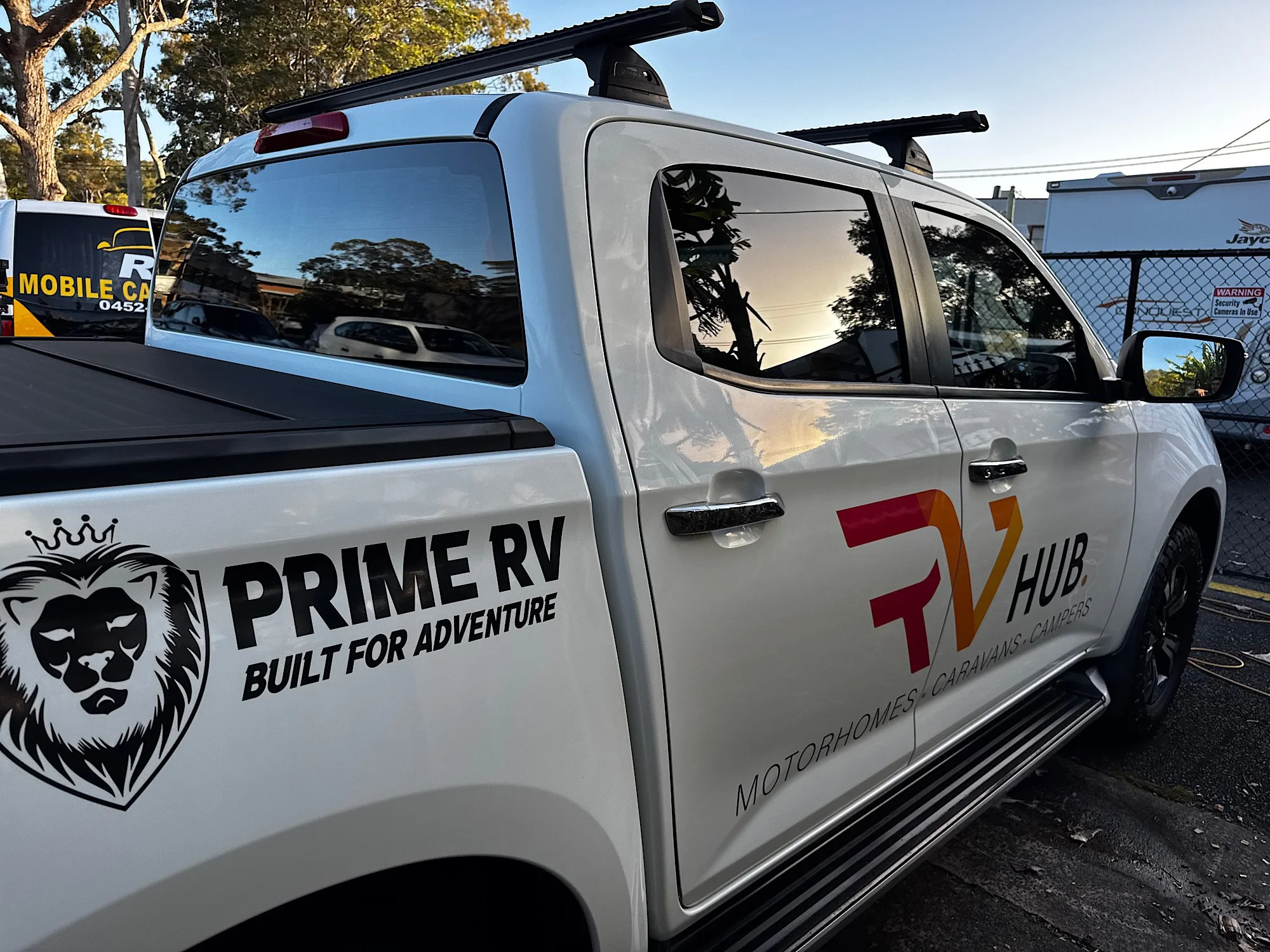 Close-up of newly installed window tint on Mazda BT-50 in Erina