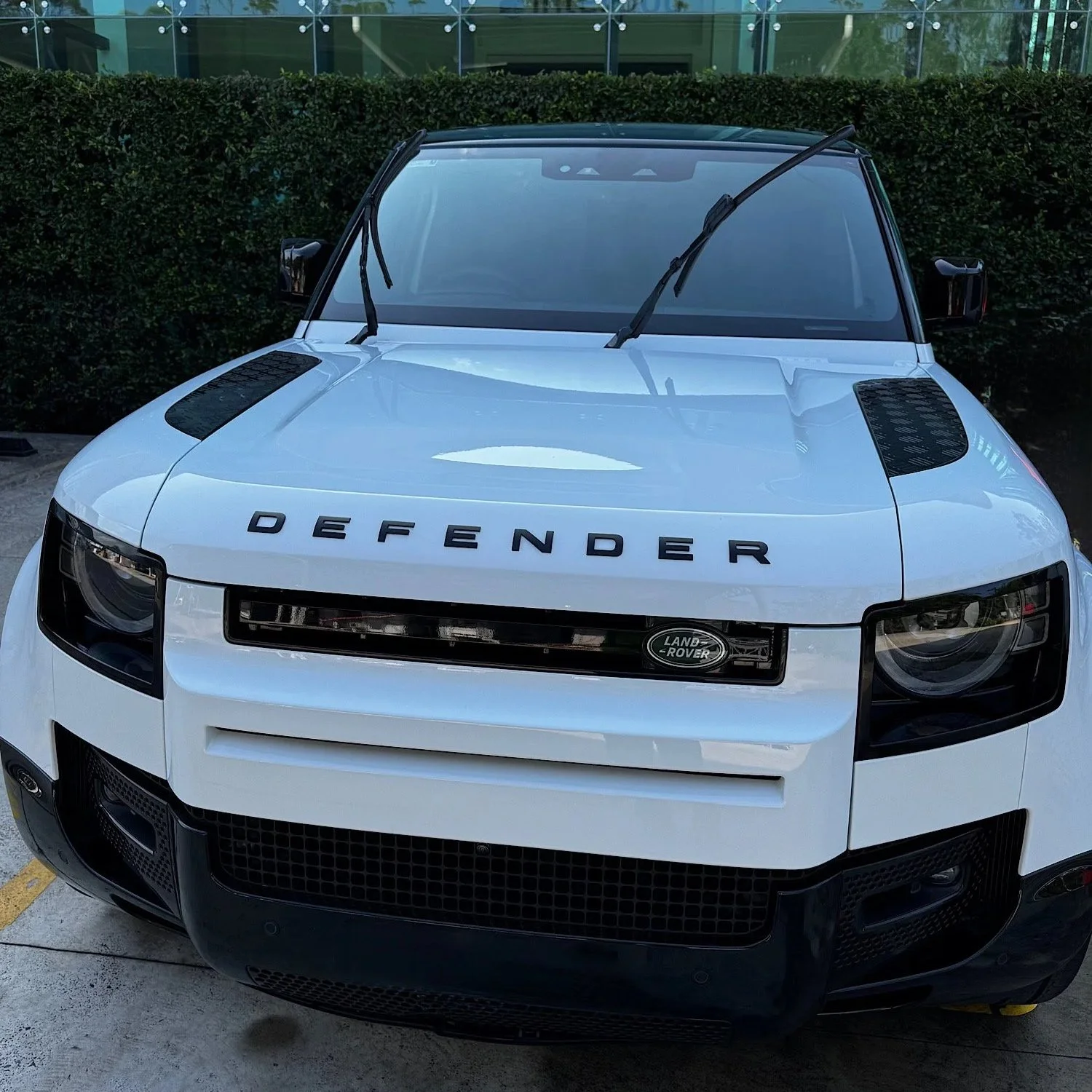 Land Rover Defender exterior detailing front view clean and restored finish