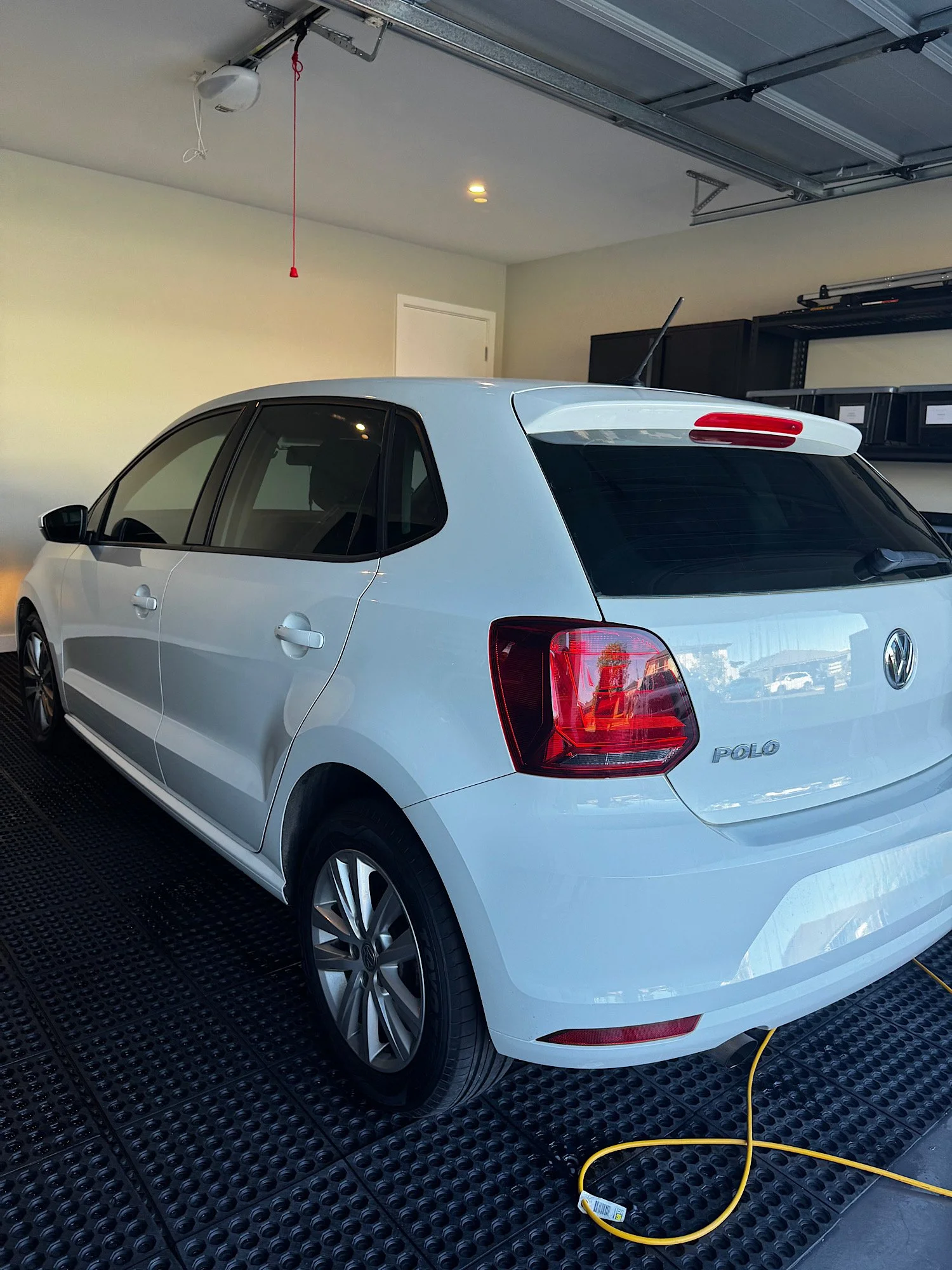 Volkswagen Polo rear angle window tint finish Wyee NSW mobile tinting service