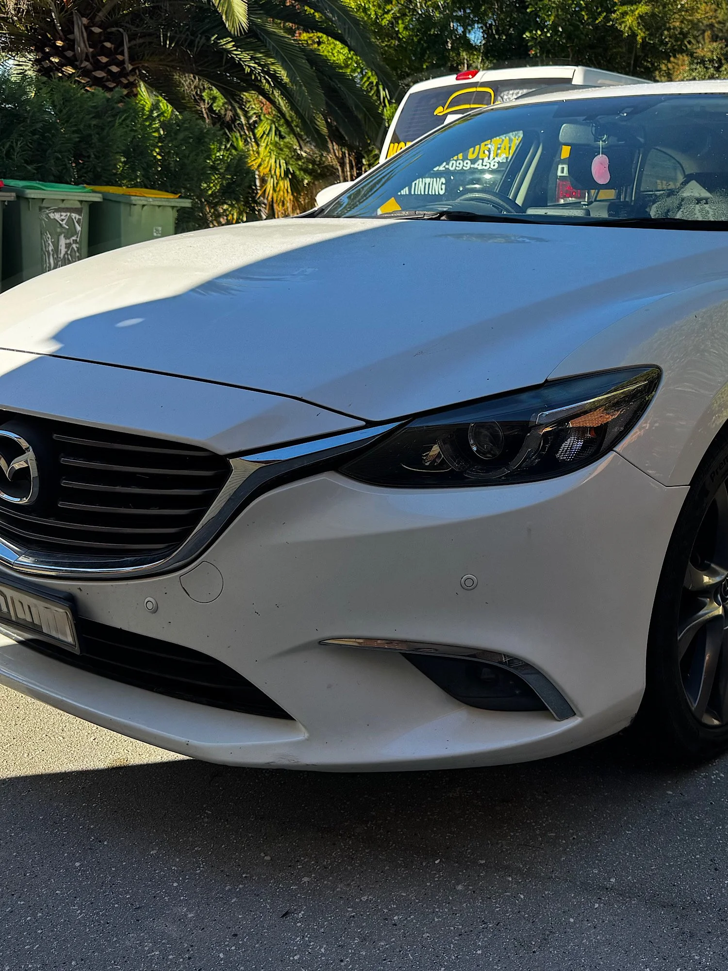 Close up of Mazda 6 paint contamination before decontamination detailing