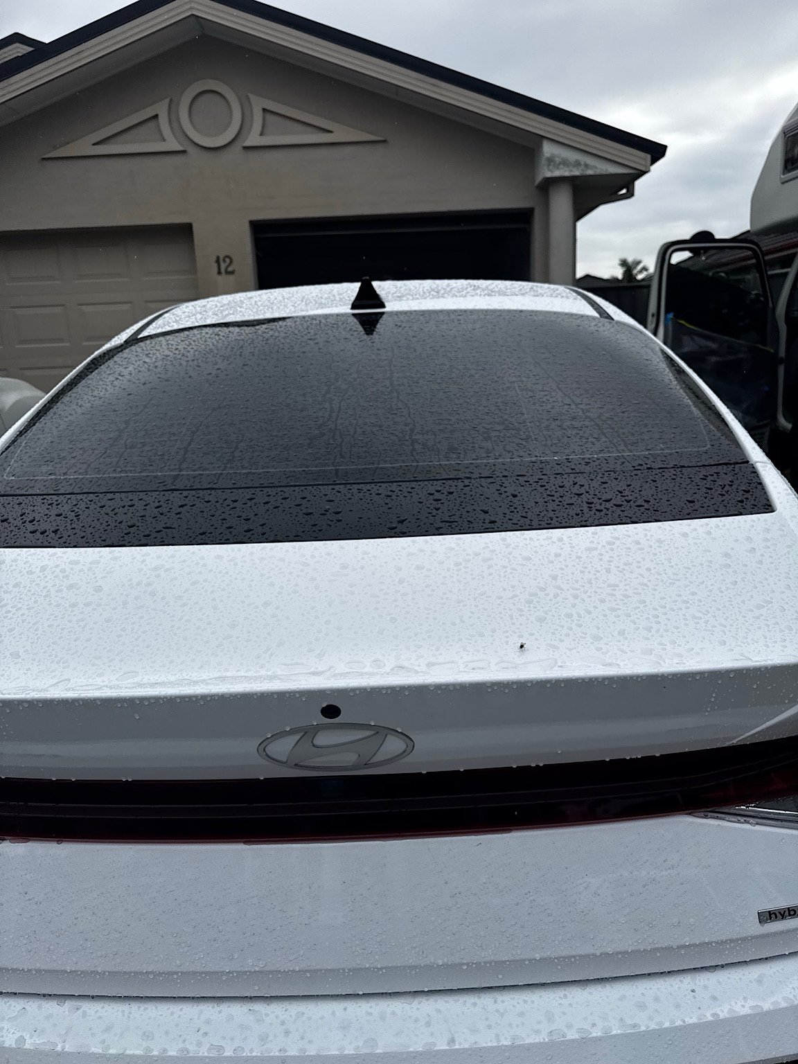 Rear windscreen of a 2026 Hyundai i30 Hybrid professionally tinted with premium automotive window film on the Central Coast NSW