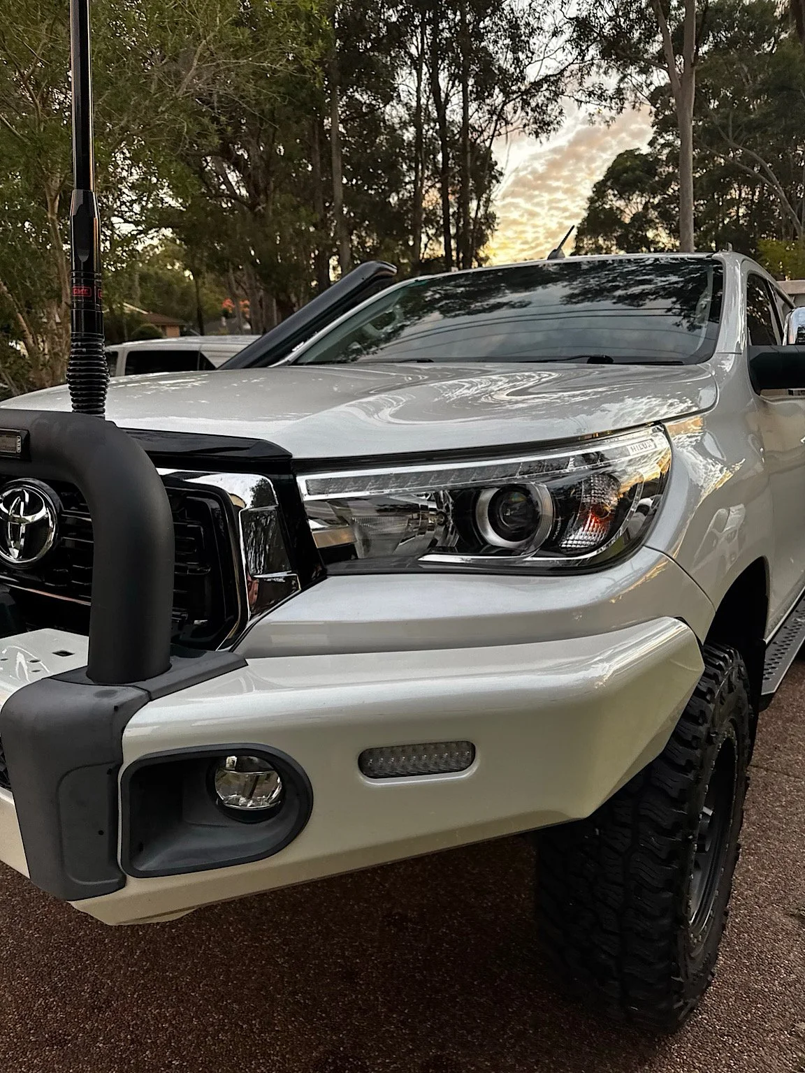Toyota Hilux bonnet front guard and bumper protected with clear paint protection film