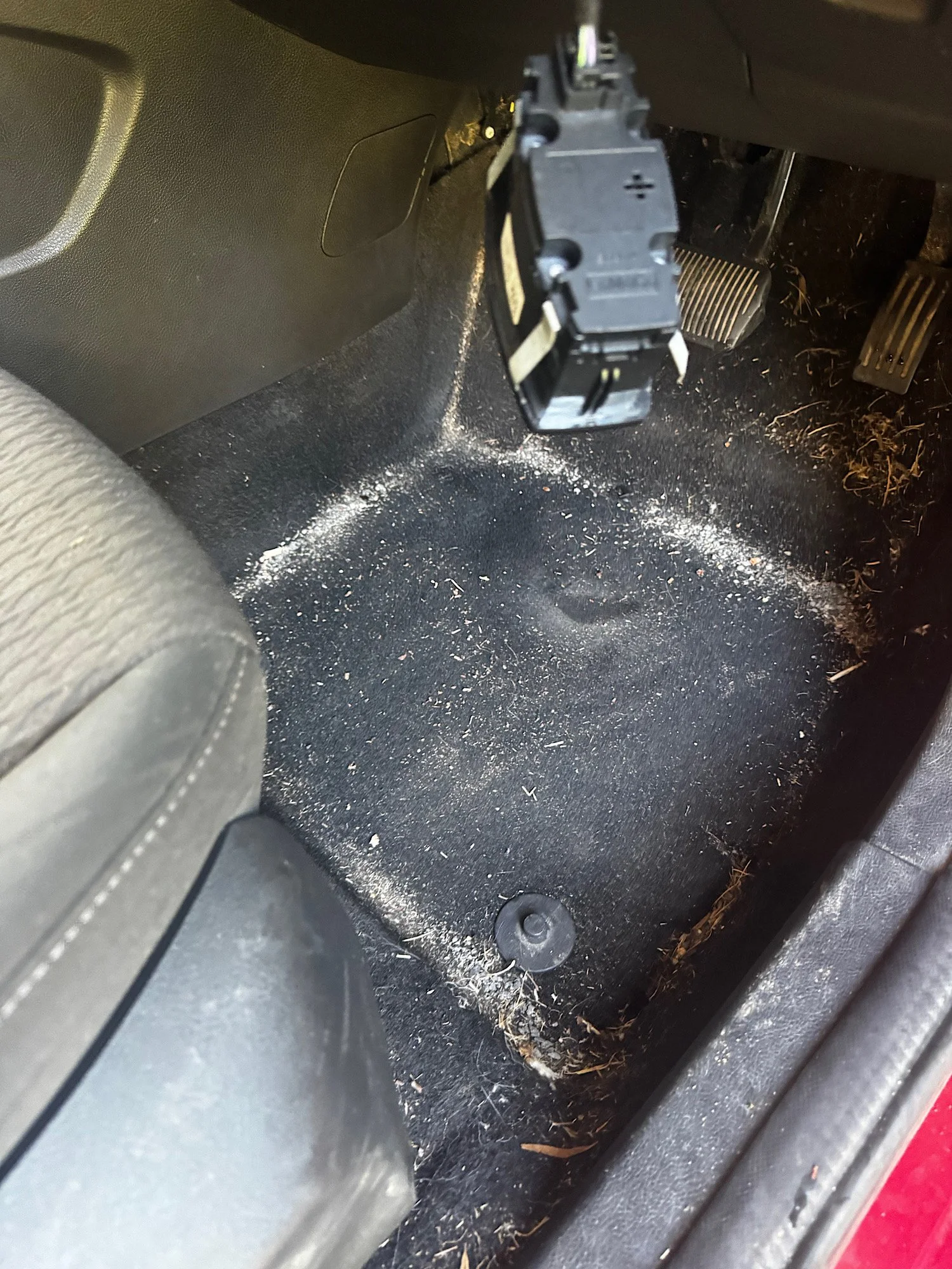 Driver seat before interior detailing on Ford Focus