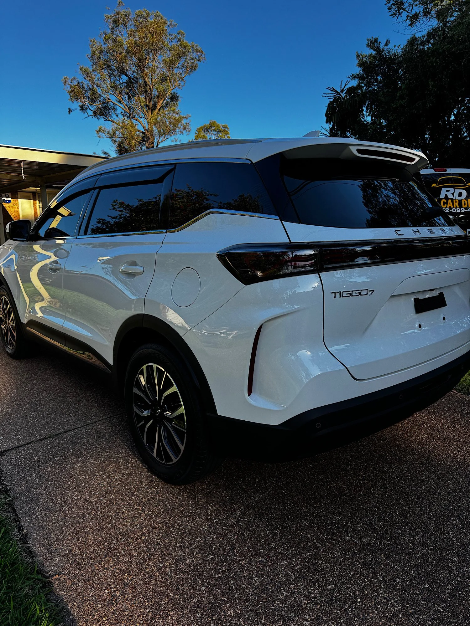 Chery Tiggo 7 rear angle showing clean detailing finish and tinted windows Central Coast NSW
