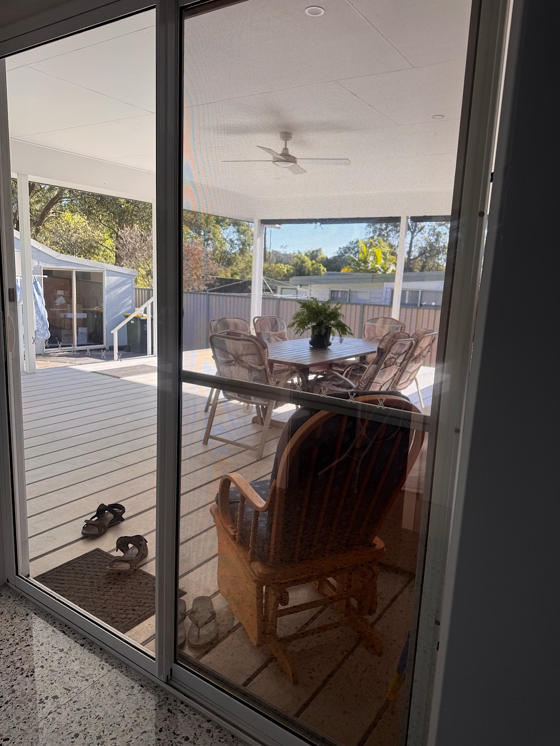 Main house sliding door after Low-E window tint installation with reduced glare and improved comfort Central Coast NSW