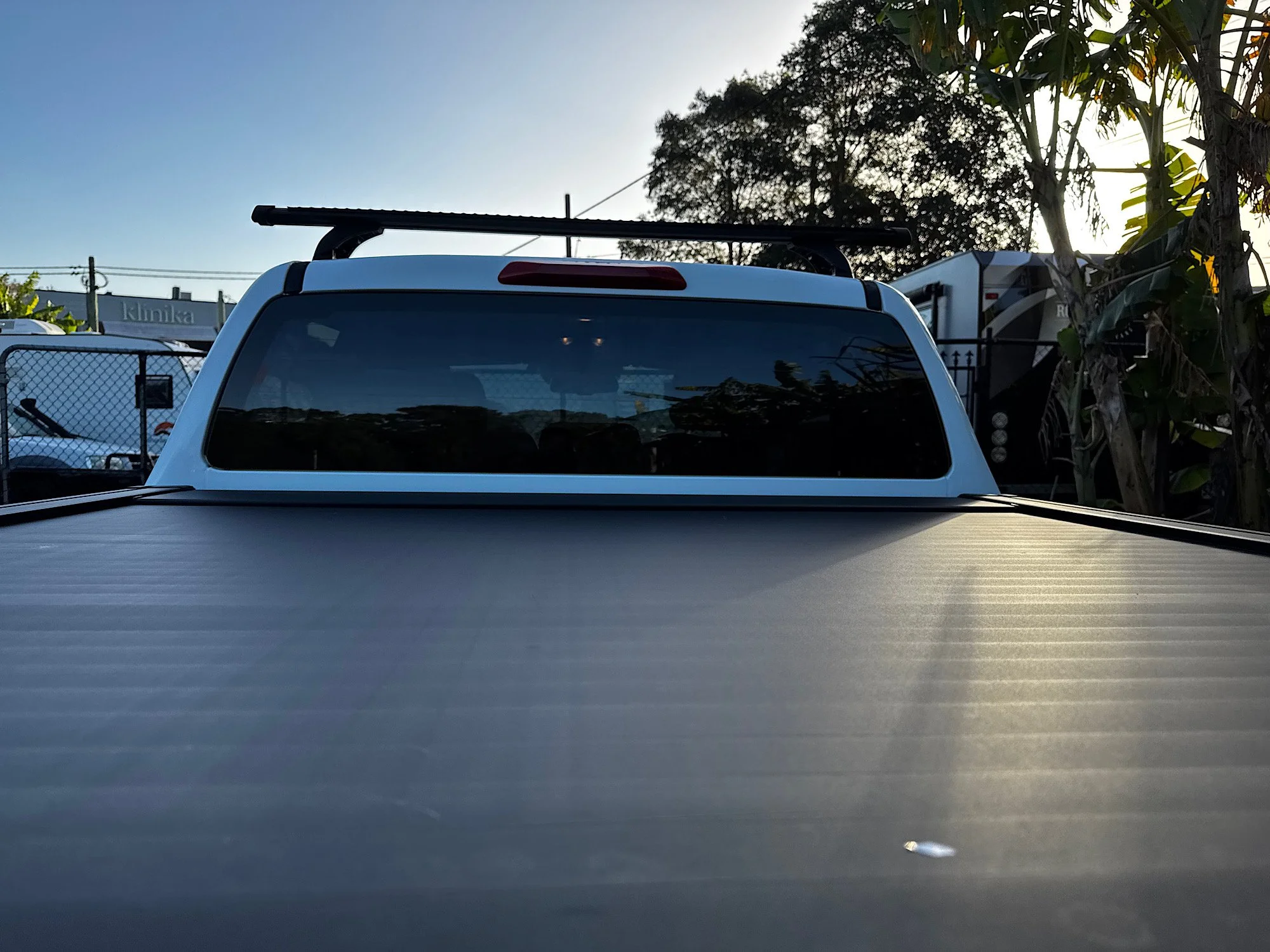 Tinted rear window on Mazda BT-50 providing improved privacy