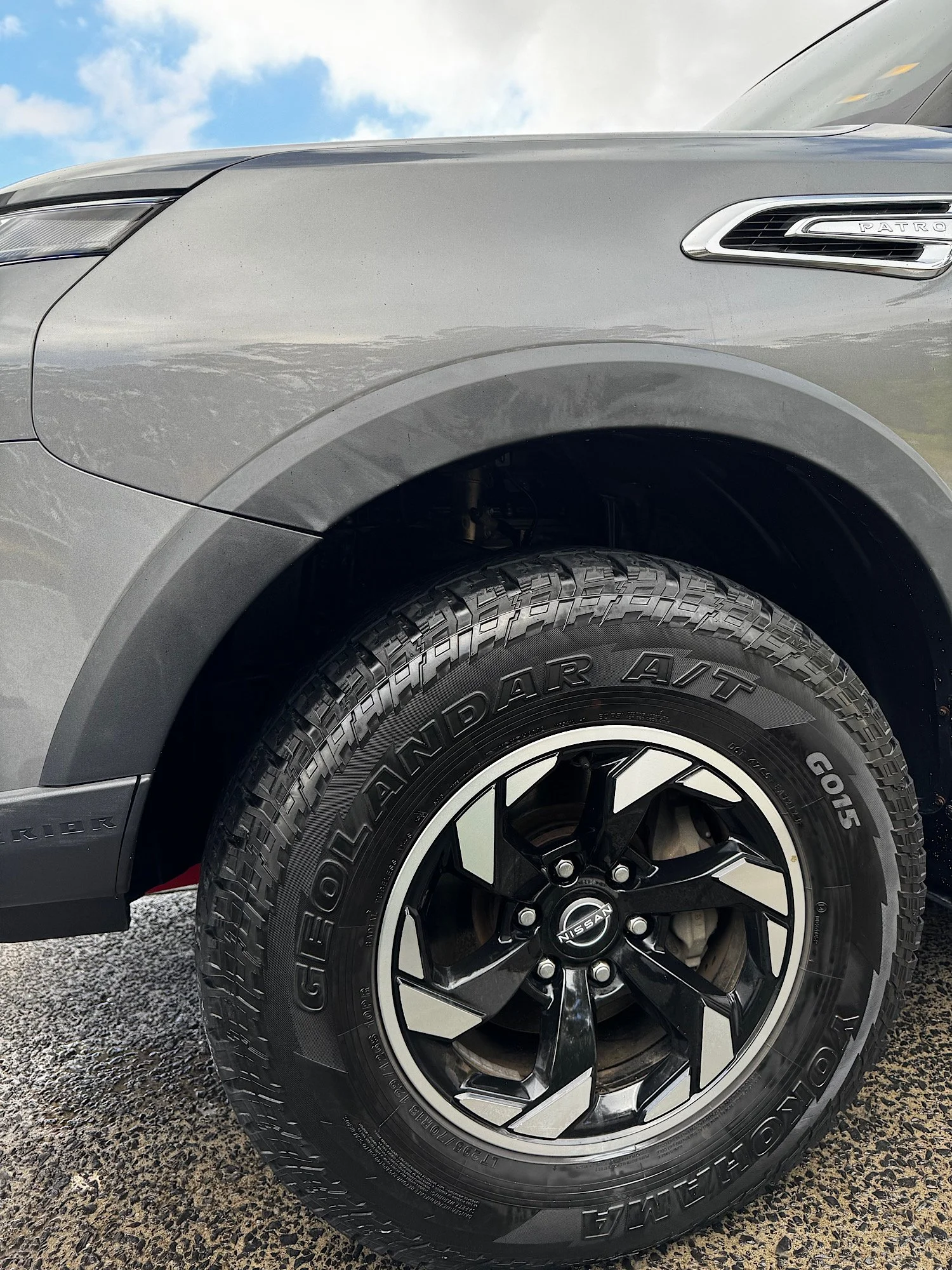 Clean Nissan Patrol Warrior wheel and tyre after detailing with restored finish