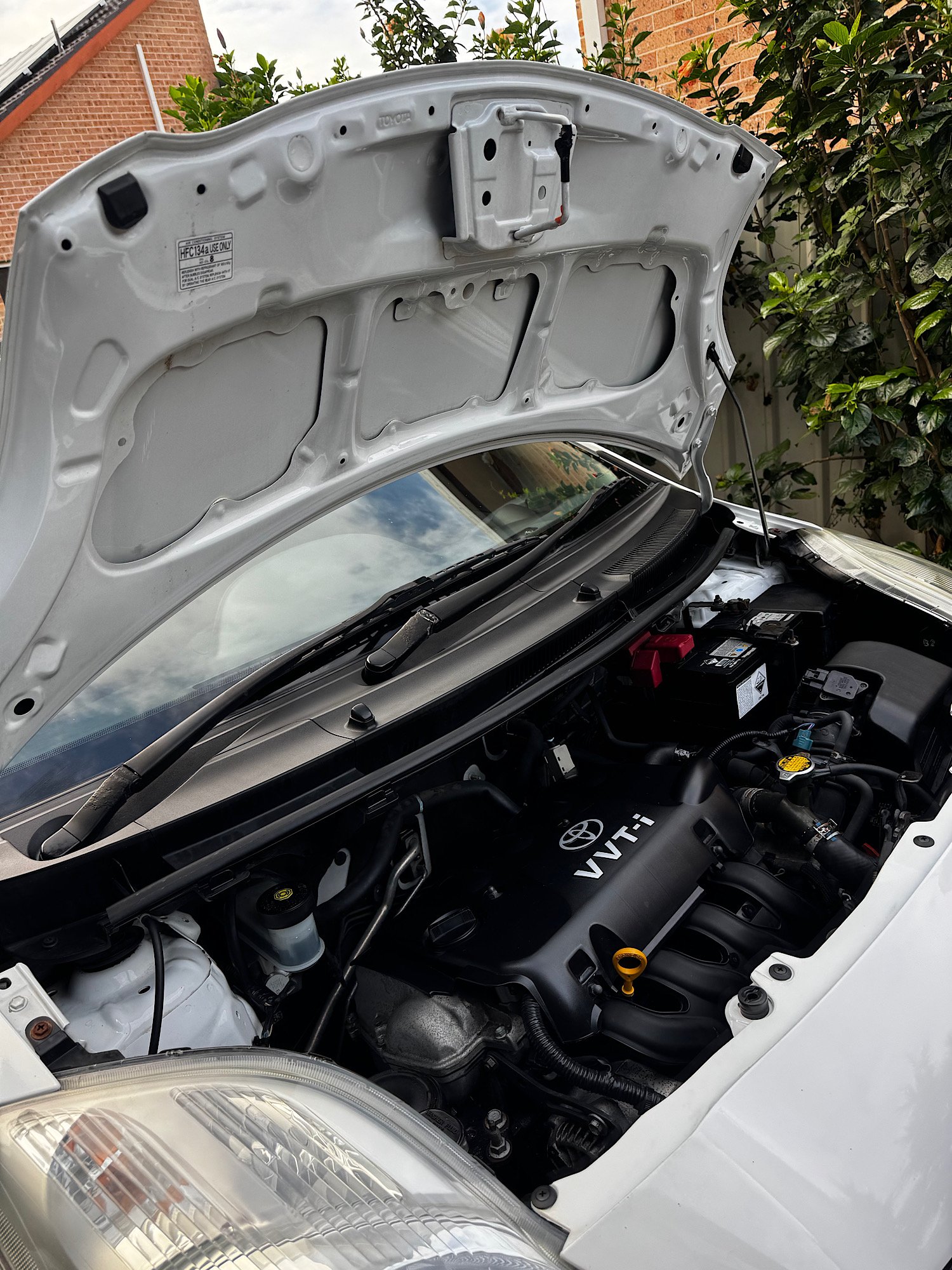 Toyota Yaris engine bay after engine bay detail add-on