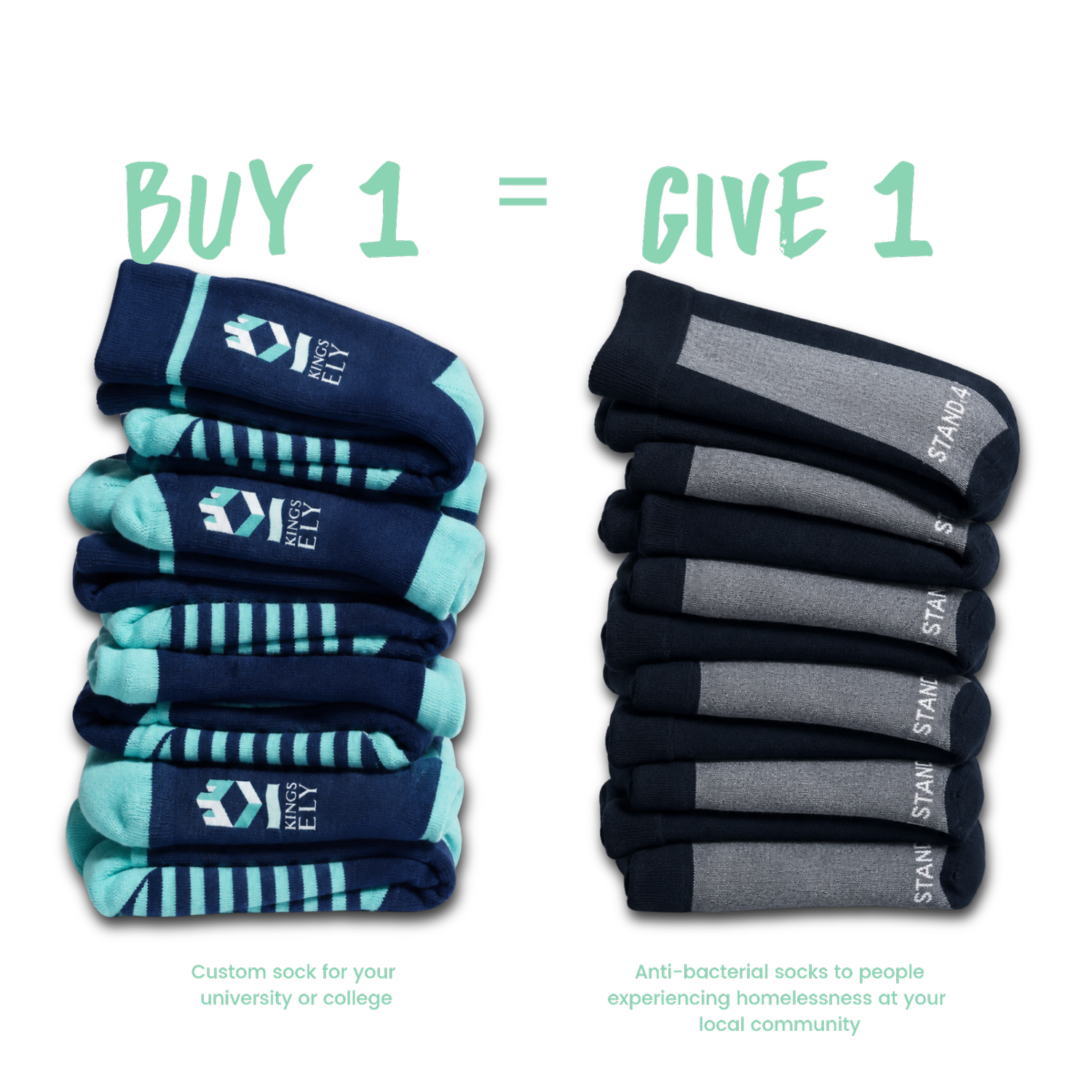 Buy one, give one custom socks