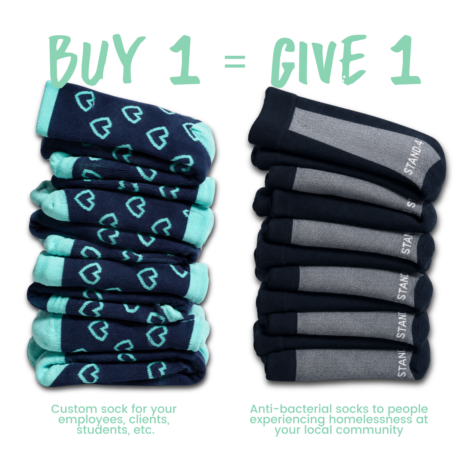 Buy one, give one custom corporate socks