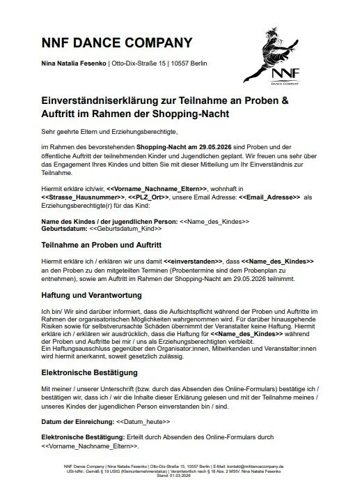 Vorschau Einverständniserklärung