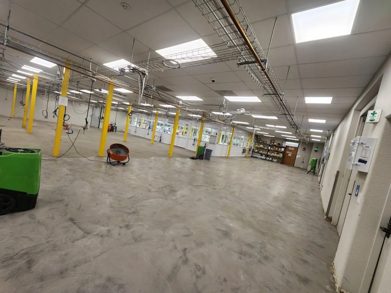 Sunnyvale laboratory floor following surface preparation, before sheet vinyl installation.