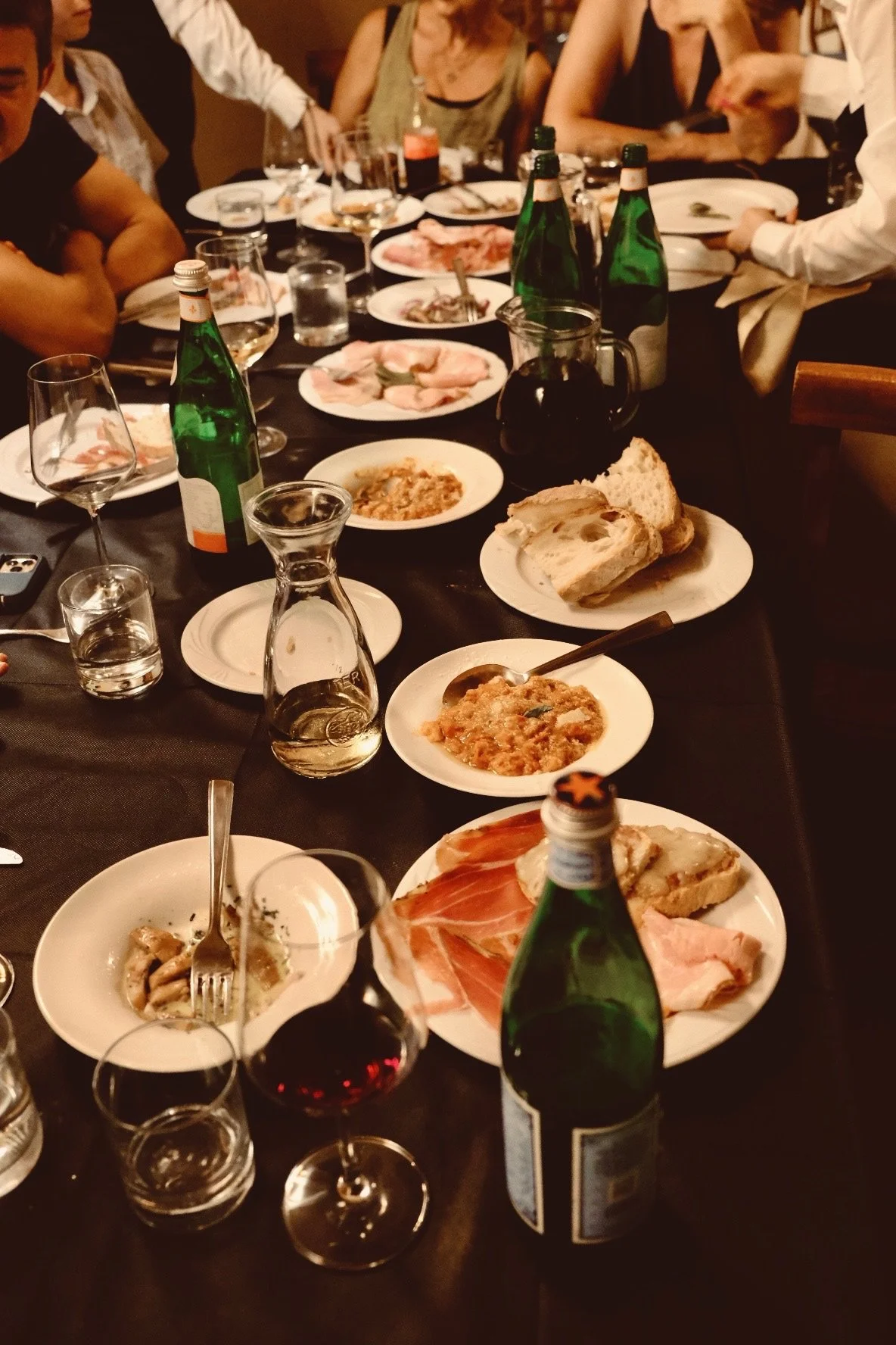 A long table set for dinner
