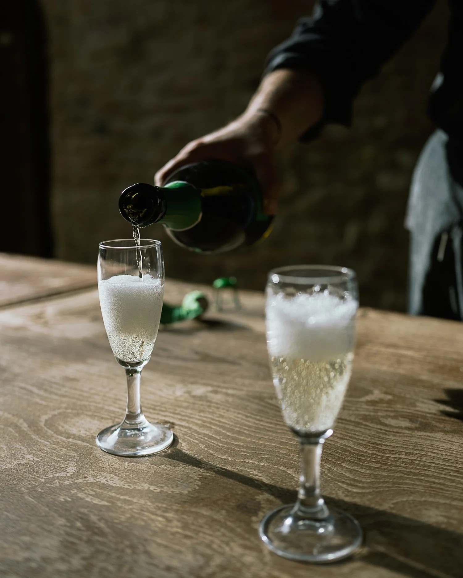 Prosecco poured at the table