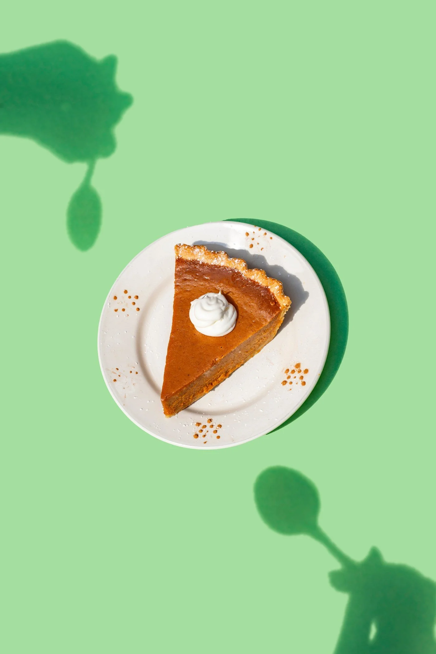Pumpkin pie on green