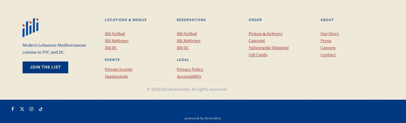 The footer, live on every page