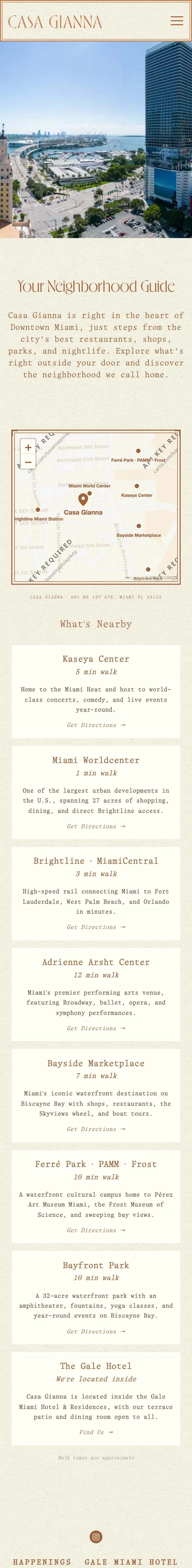 casagianna.com/neighborhood-guide on a phone