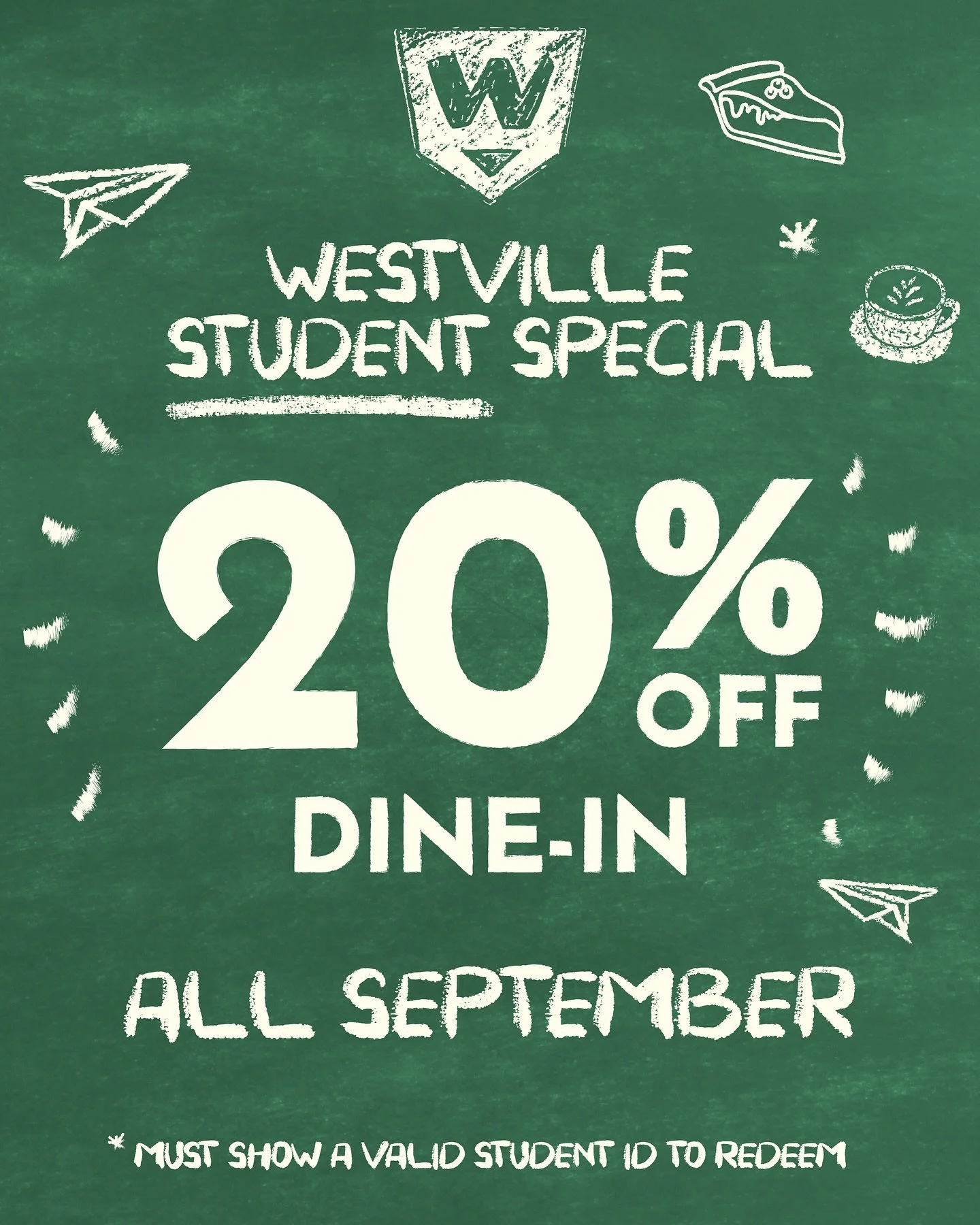 Westville student dine-in discount