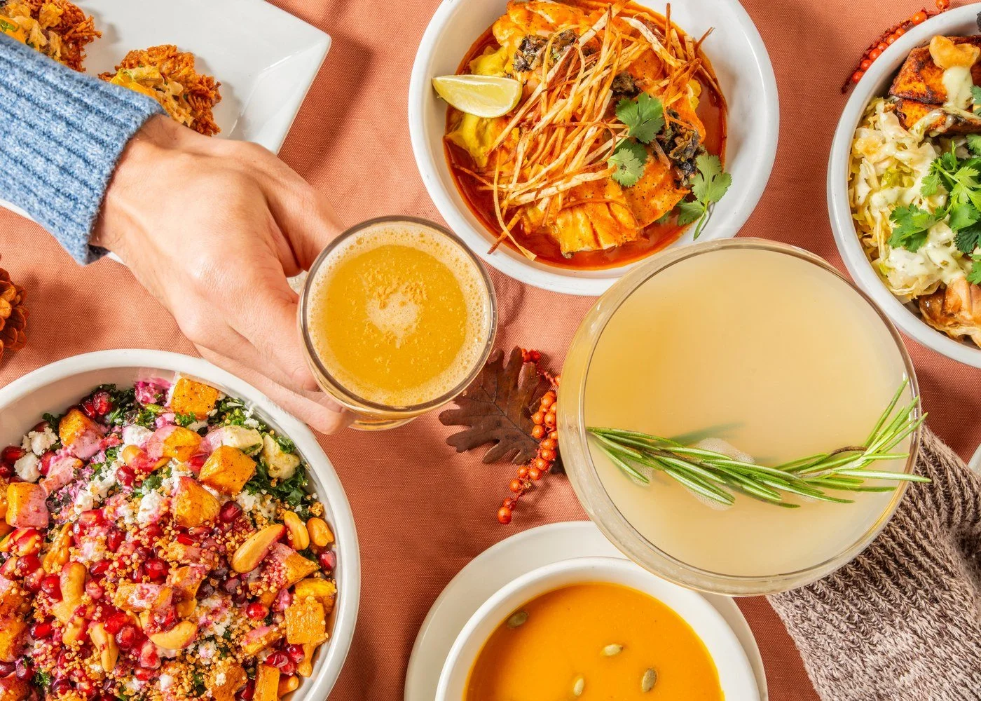 Fall tablescape hands