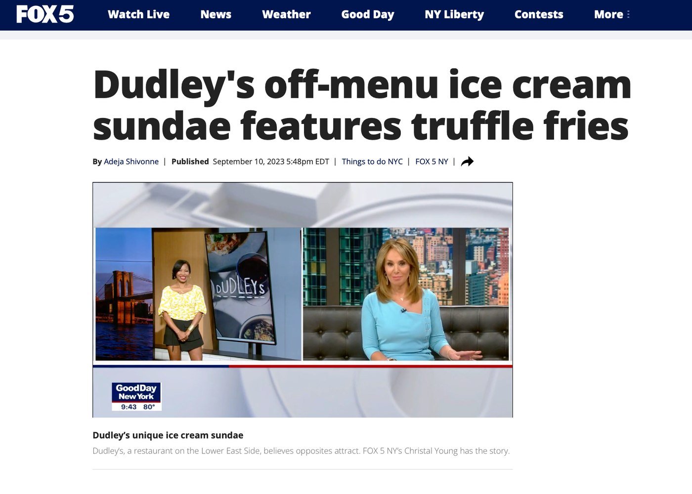 FOX 5 coverage of Dudley’s Deli
