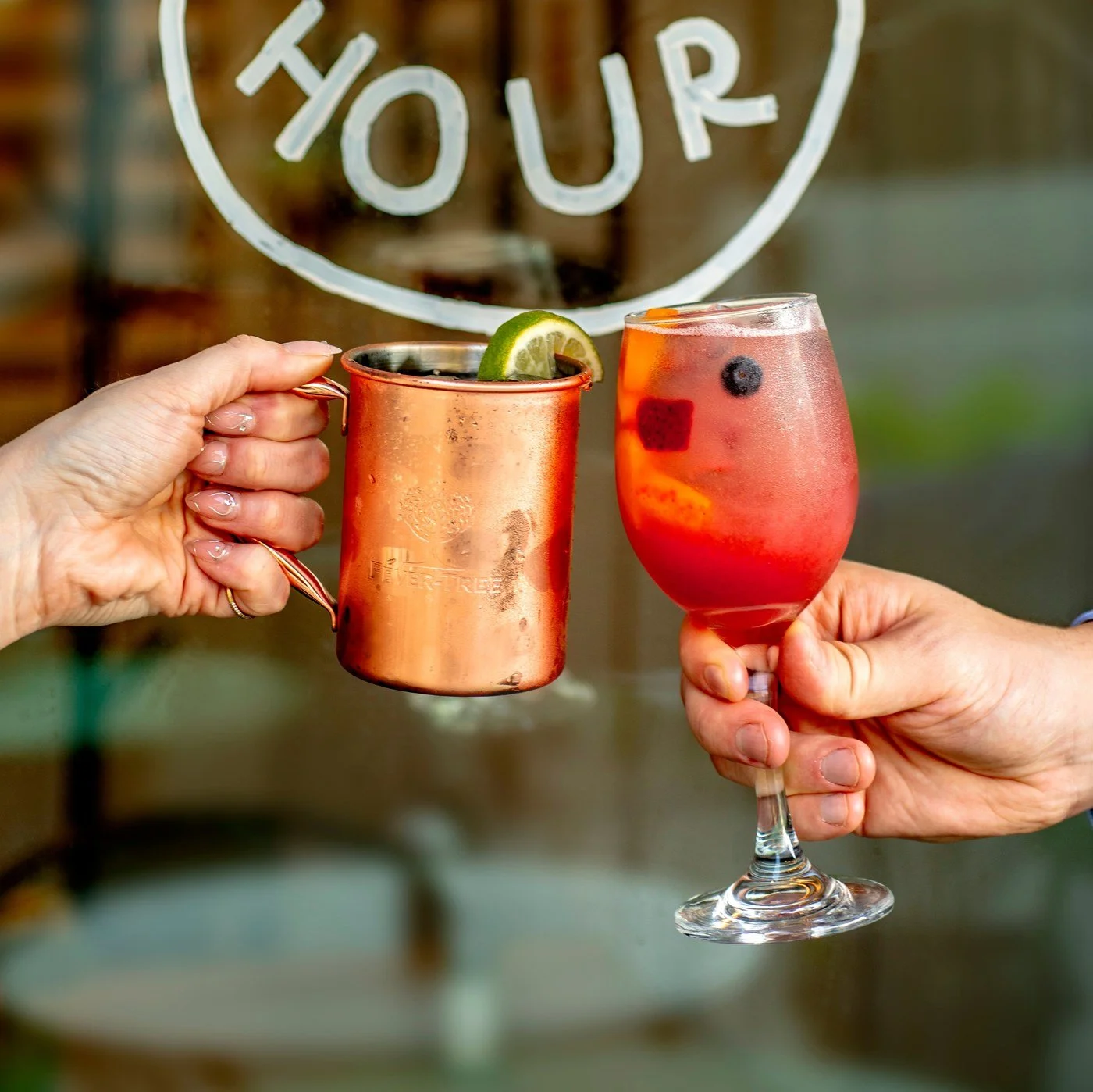 Mule and sangria at the window