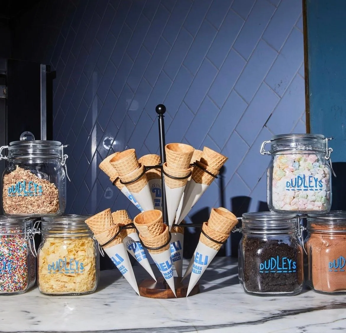 The counter and toppings