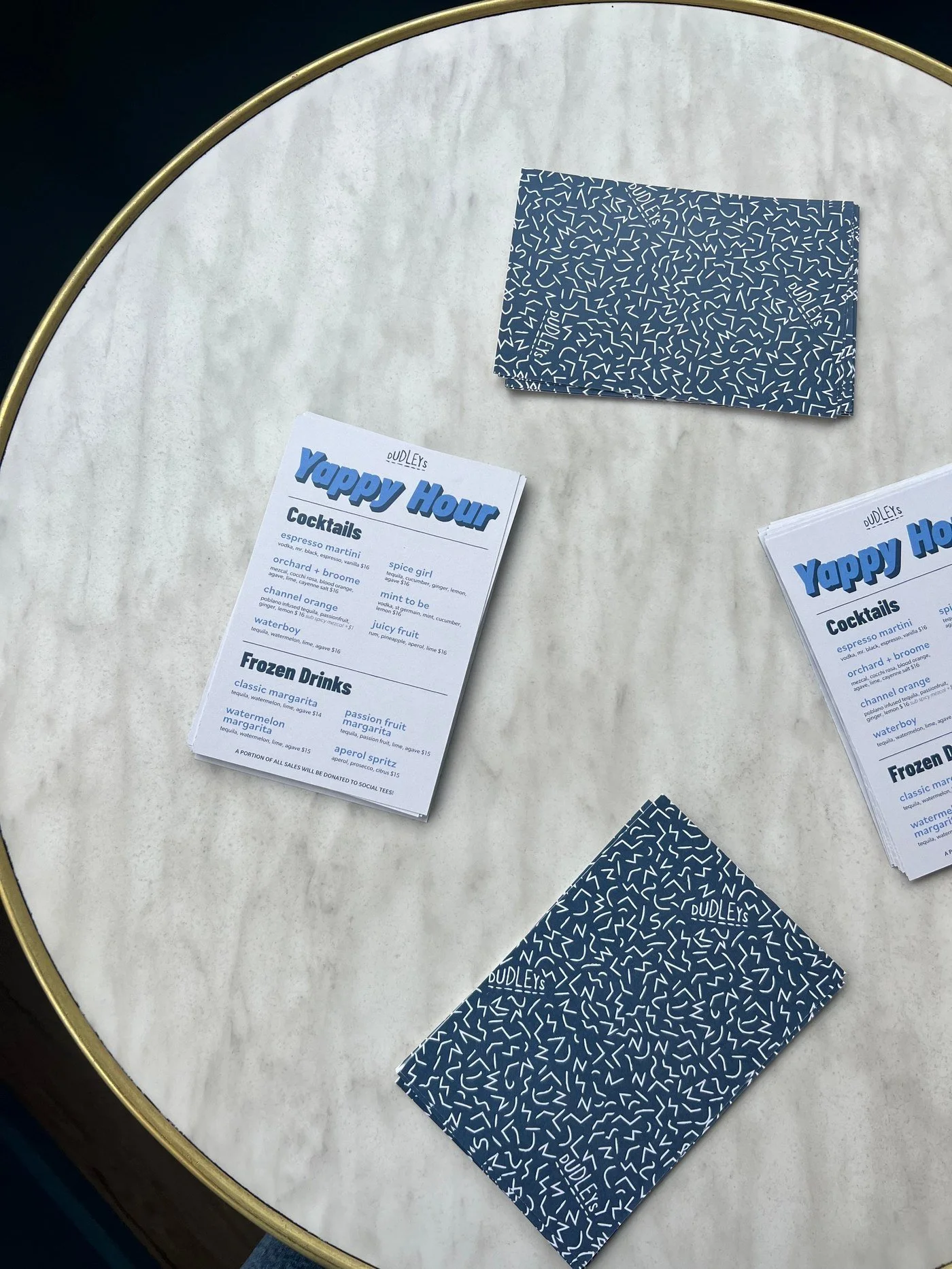 Printed event menus