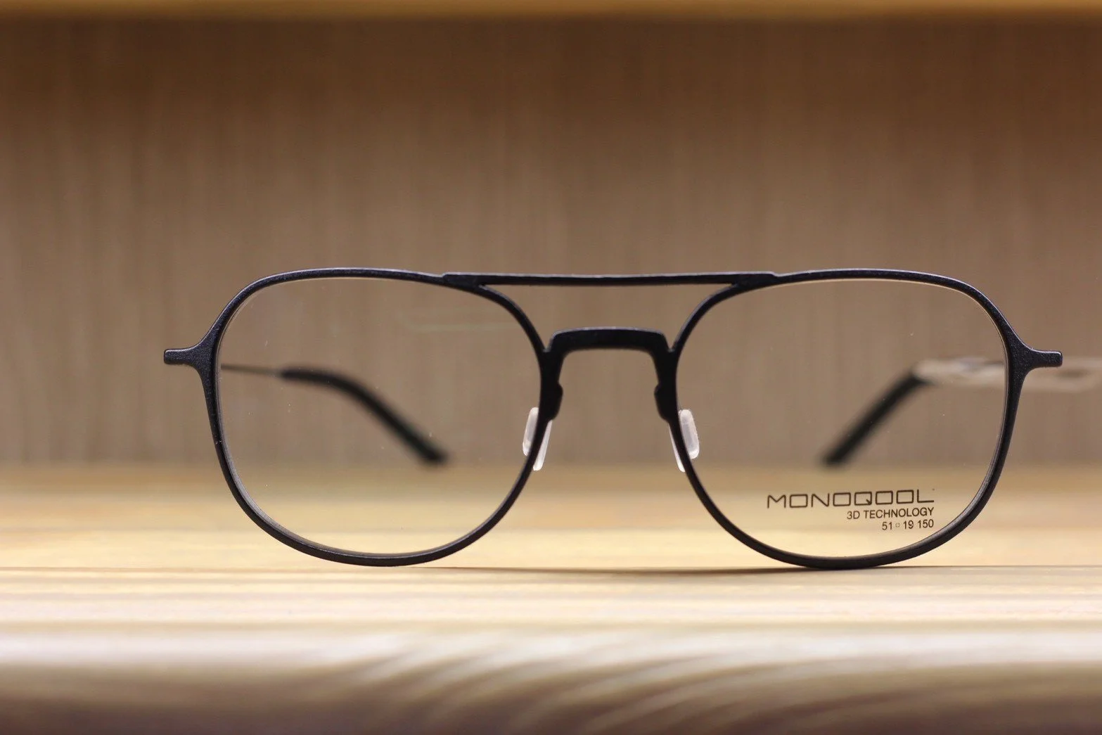 กรอบแว่น Monoqool Aviator double bridge 51mm สีดำด้าน matte black 3D Technology ที่ O33 Vision Solution บางนา