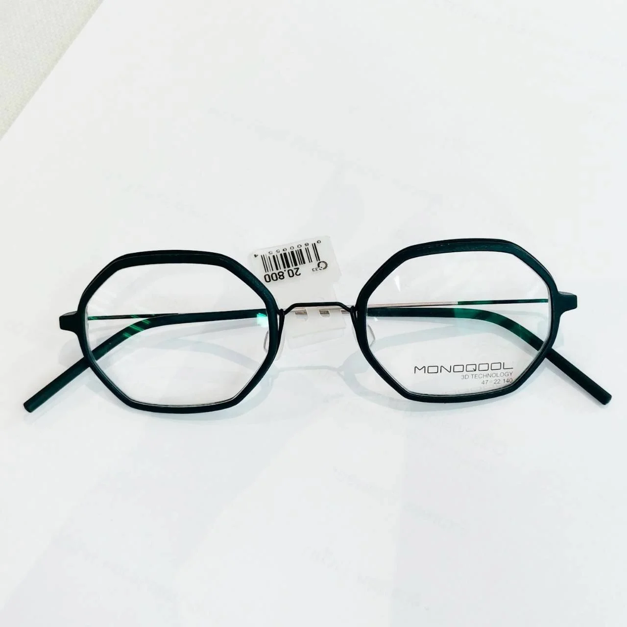 กรอบแว่น Monoqool ทรงหกเหลี่ยม 47mm สีเขียว forest green 3D Technology ที่ O33 Vision Solution บางนา