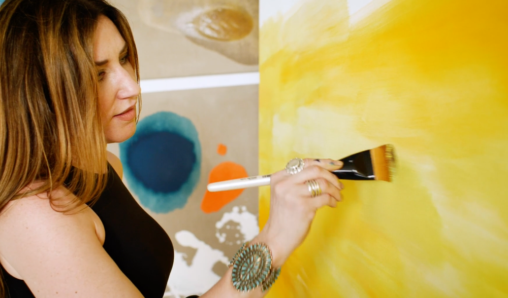 Artist painting with cadmium-free yellow, from the Utrecht launch film