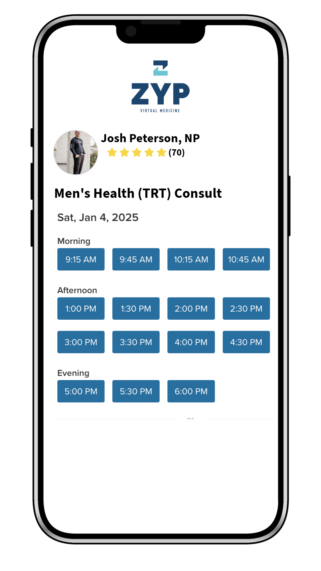 Easy online booking for testosterone therapy